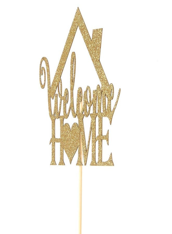 Festiko®Gold Glitter Welcome Home Cake Topper - Home Party Decoration - Welcome Sign - New Home/New Baby/Retiring from The Army/Return from Maternity Party Decoration - Image 3